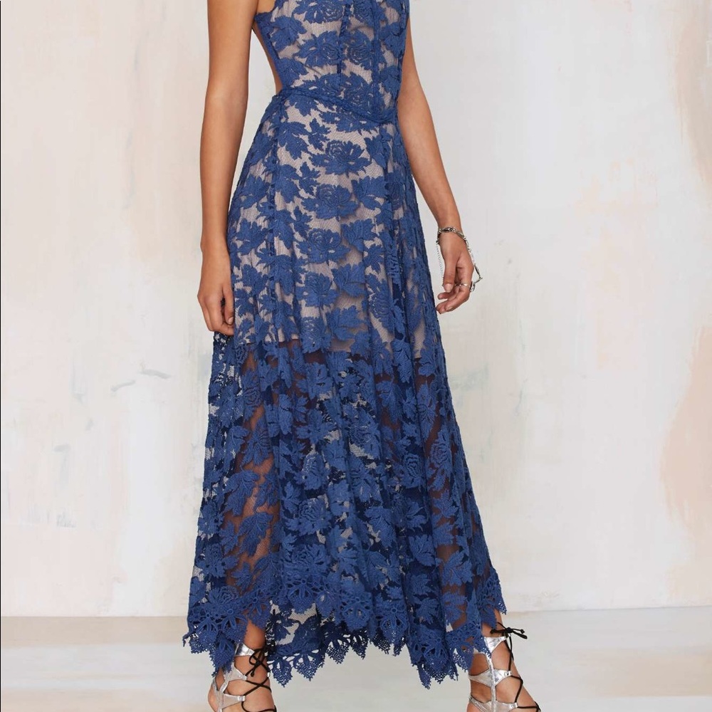 Line and Dot long lace maxi dress